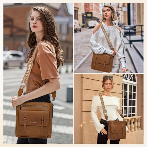 Women’s Brown Waterproof Crossbody Shoulder Leather bags - Picture 6 of 6